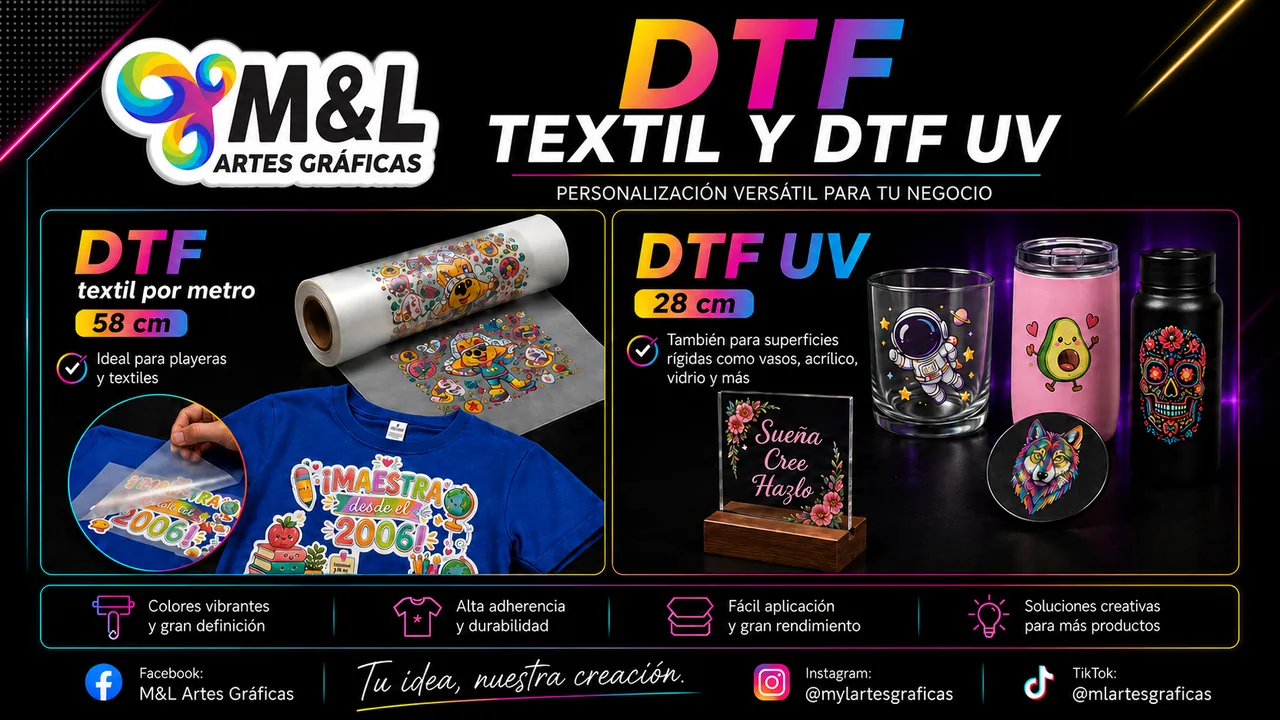 Impresión DTF textil y DTF UV